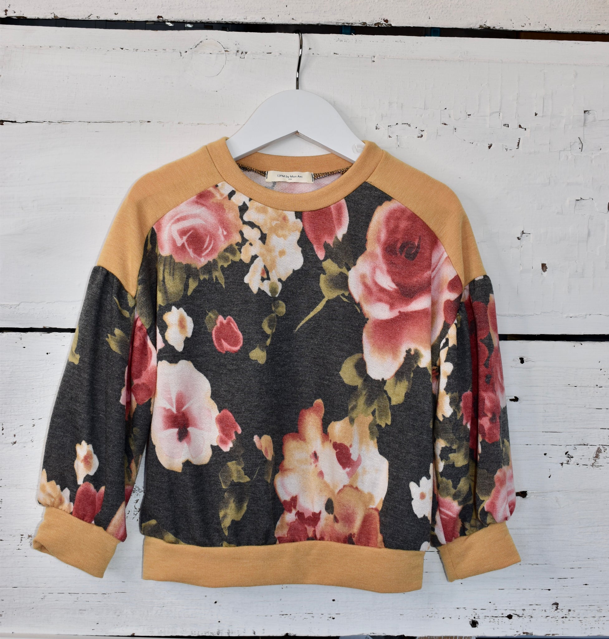 Flower print sweater top
